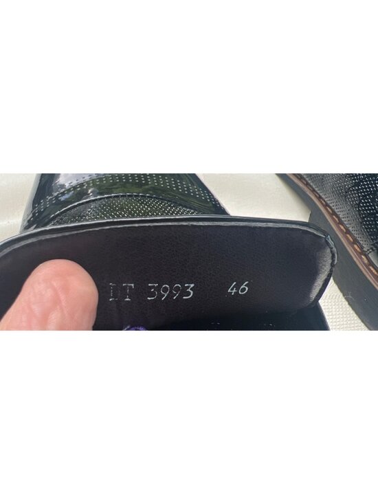 Mens Black Patent Leather Dress Shoes With Gold Buckle Detail Size 46 main image 7